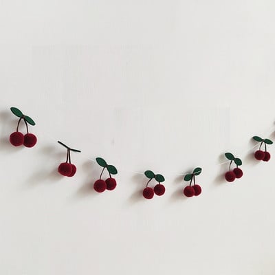INS Cherry Garland Decoration 1ο 2ο 3ο πάρτι γενεθλίων Red Bayberry Fruit Hanging for Kids Bedroom Baby Shower Garland