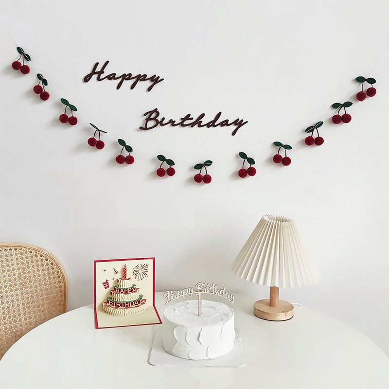 INS Cherry Garland Decoration 1ο 2ο 3ο πάρτι γενεθλίων Red Bayberry Fruit Hanging for Kids Bedroom Baby Shower Garland
