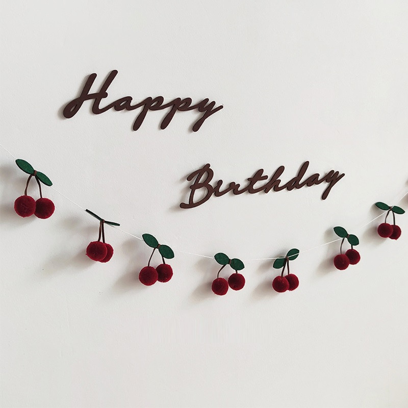 INS Cherry Garland Decoration 1ο 2ο 3ο πάρτι γενεθλίων Red Bayberry Fruit Hanging for Kids Bedroom Baby Shower Garland