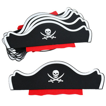 3/6Pcs Εκτύπωση Skull Pirate Hat Felt Pirate Hat Cosplay Κοστούμι Καπέλο Halloween Masquerade Party Performance Pirate Captain Hat Prop