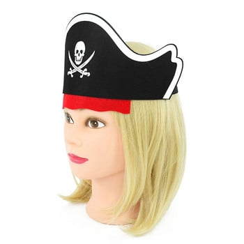 3/6Pcs Εκτύπωση Skull Pirate Hat Felt Pirate Hat Cosplay Κοστούμι Καπέλο Halloween Masquerade Party Performance Pirate Captain Hat Prop