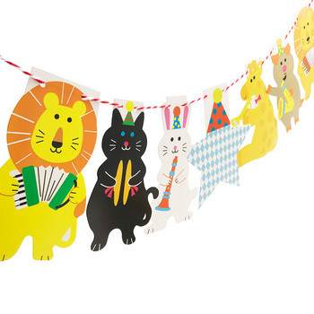 2m Circus Forest Lion Concert Baby Shower Cartoon Animal Garland Paper Banner για παιδιά Προμήθειες για πάρτι γενεθλίων