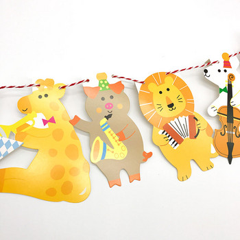 2m Circus Forest Lion Concert Baby Shower Cartoon Animal Garland Paper Banner για παιδιά Προμήθειες για πάρτι γενεθλίων