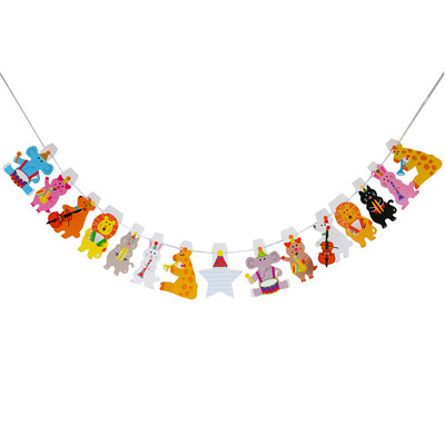 2m Circus Forest Lion Concert Baby Shower Cartoon Animal Garland Paper Banner για παιδιά Προμήθειες για πάρτι γενεθλίων