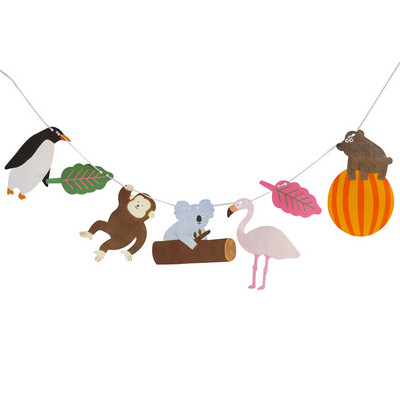 2m Circus Forest Lion Concert Baby Shower Cartoon Animal Garland Paper Banner για παιδιά Προμήθειες για πάρτι γενεθλίων