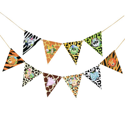 2m Circus Forest Lion Concert Baby Shower Cartoon Animal Garland Paper Banner για παιδιά Προμήθειες για πάρτι γενεθλίων