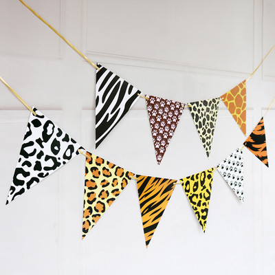 2m Circus Forest Lion Concert Baby Shower Cartoon Animal Garland Paper Banner για παιδιά Προμήθειες για πάρτι γενεθλίων