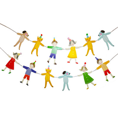 2m Circus Forest Lion Concert Baby Shower Cartoon Animal Garland Paper Banner για παιδιά Προμήθειες για πάρτι γενεθλίων