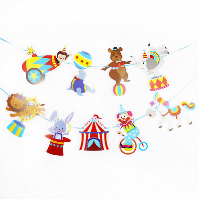 2m Circus Forest Lion Concert Baby Shower Cartoon Animal Garland Paper Banner για παιδιά Προμήθειες για πάρτι γενεθλίων