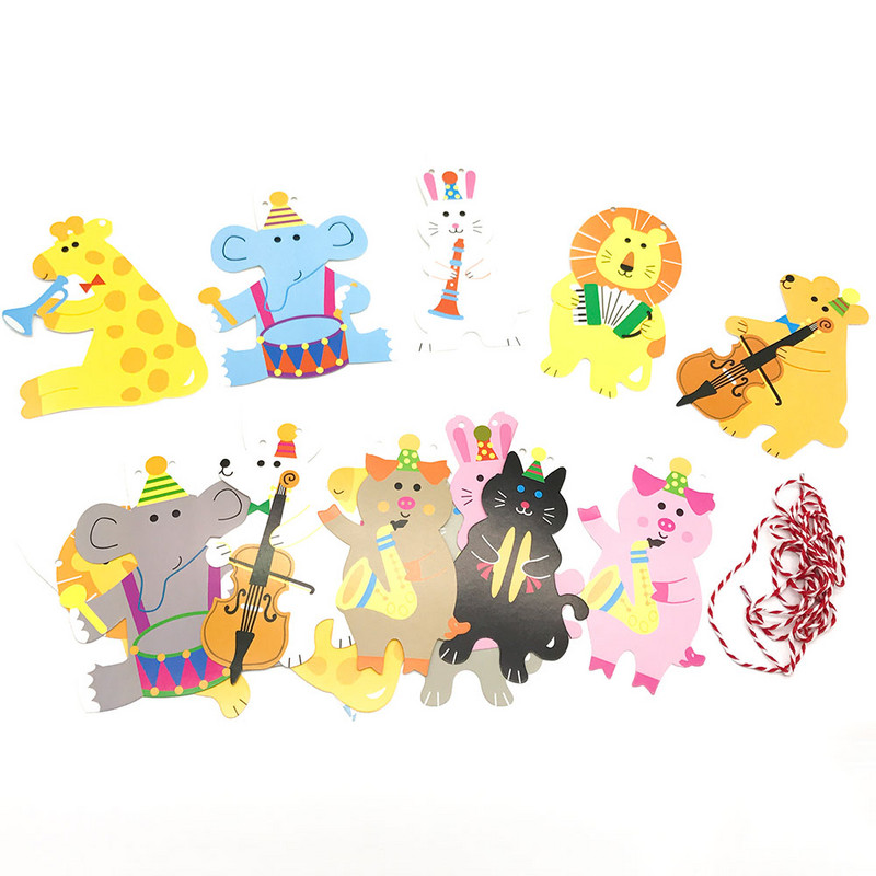 2m Circus Forest Lion Concert Baby Shower Cartoon Animal Garland Paper Banner για παιδιά Προμήθειες για πάρτι γενεθλίων