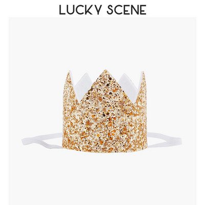 Glitter Curcubeu Pâslă Zi de naștere Dantela Petrecere Coroana Bebeluși Prima lună Sărbătoare Băieți Fete Copii Roz Aur S00789