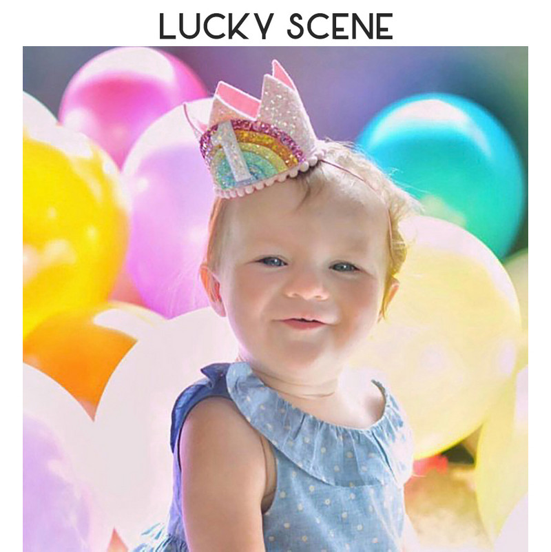 Glitter Curcubeu Pâslă Zi de naștere Dantela Petrecere Coroana Bebeluși Prima lună Sărbătoare Băieți Fete Copii Roz Aur S00789