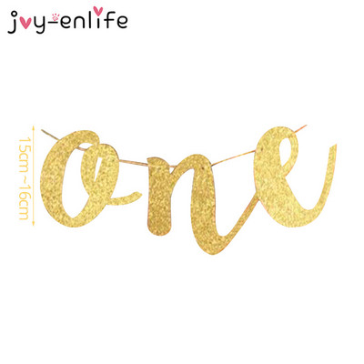 1σετ Creative Glitter Number One Banner Κορίτσι Αγόρι 1ο καρεκλάκι για γενέθλια Baby Shower Princess Party Decorations Supplies