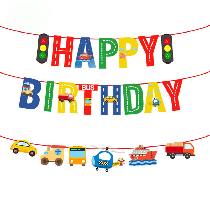 Banner la mulți ani pentru băieți, mașină, avion, navă, transportor, banner, ghirlande, pentru baby shower, decorare pentru petreceri cu tema de ziua de naștere.