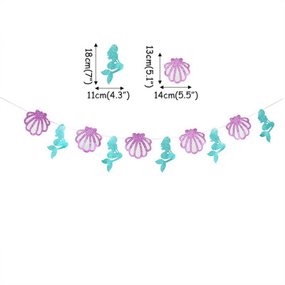 Ghirlanda de decorare pentru petreceri de sirenă Banner de la mulți ani pentru fete Decor pentru prima zi de naștere Banner de coadă de sirenă Banner pentru baby shower
