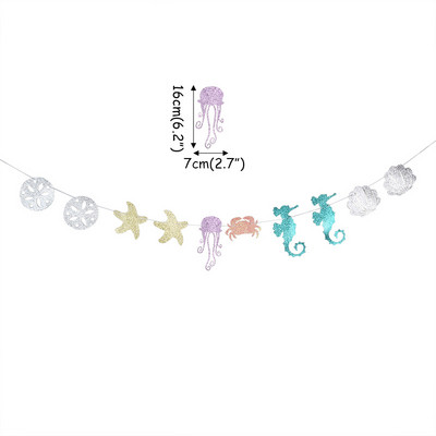 Ghirlanda de decorare pentru petreceri de sirenă Banner de la mulți ani pentru fete Decor pentru prima zi de naștere Banner de coadă de sirenă Banner pentru baby shower