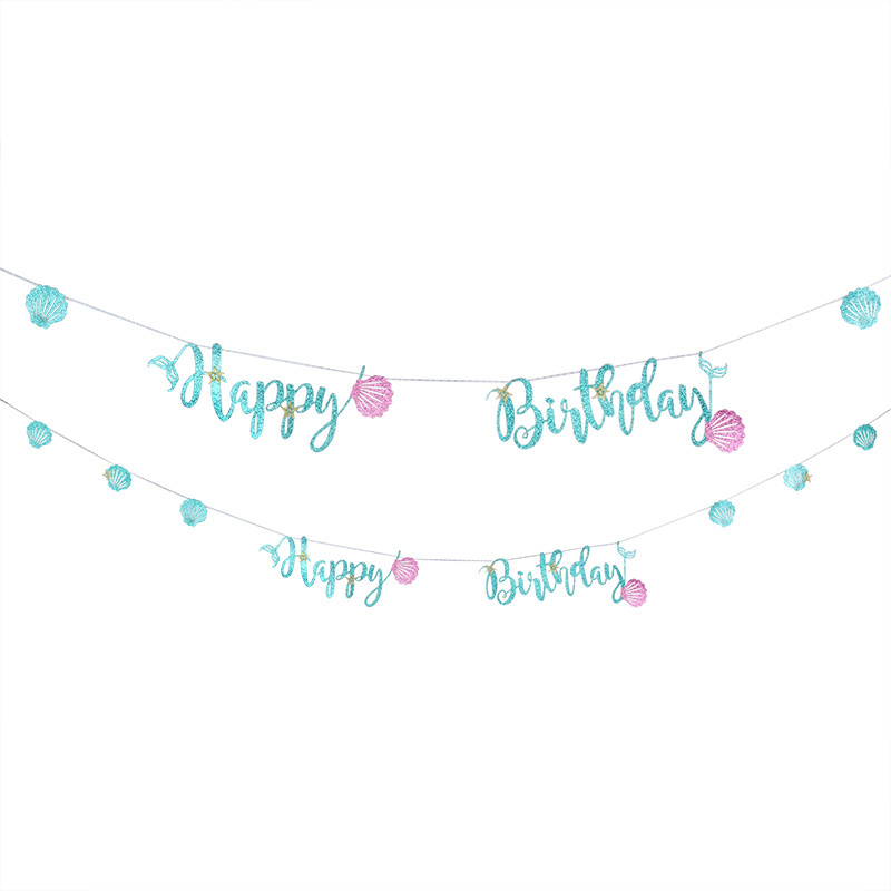 Ghirlanda de decorare pentru petreceri de sirenă Banner de la mulți ani pentru fete Decor pentru prima zi de naștere Banner de coadă de sirenă Banner pentru baby shower