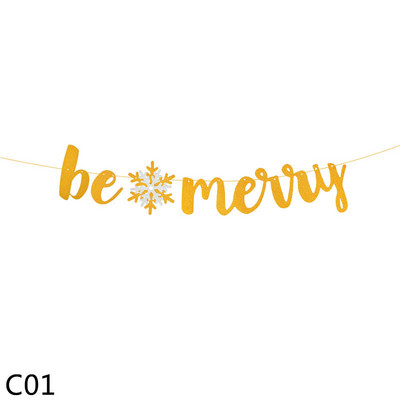 1 set de aur Crăciun Fericit Banner de An Nou Fericit Ghirlandă Steag de hârtie Fulg de zăpadă Căprior Moș Crăciun Bunting pentru Decor de Anul Nou 2021