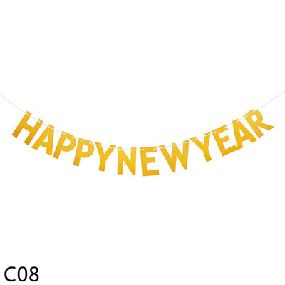 1 set de aur Crăciun Fericit Banner de An Nou Fericit Ghirlandă Steag de hârtie Fulg de zăpadă Căprior Moș Crăciun Bunting pentru Decor de Anul Nou 2021