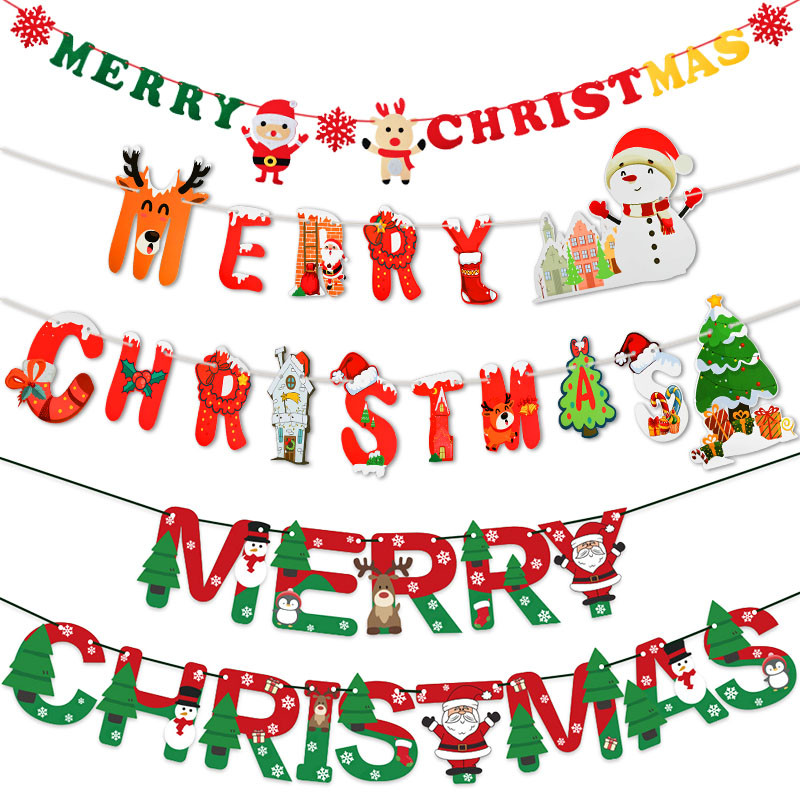 1 set de aur Crăciun Fericit Banner de An Nou Fericit Ghirlandă Steag de hârtie Fulg de zăpadă Căprior Moș Crăciun Bunting pentru Decor de Anul Nou 2021