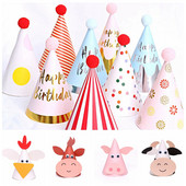 1x Gimtadienio kepurė Vaikų kūgio Gimtadienio vakarėlio kepuraitės, skirtos Baby Shower Gimtadienio vakarėliui grupiniai užsiėmimai Puošnios suknelės Vakarėlio kepurės Dekoracijos