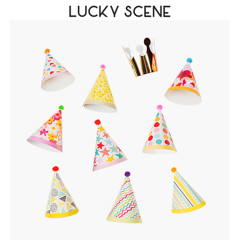 Σετ 10 τμχ Σετ συλλεκτικά καπέλα και στέμμα για πάρτι γενεθλίων για παιδιά ή ενήλικες Αξεσουάρ κοστουμιών Διάφορα χρώματα S00233