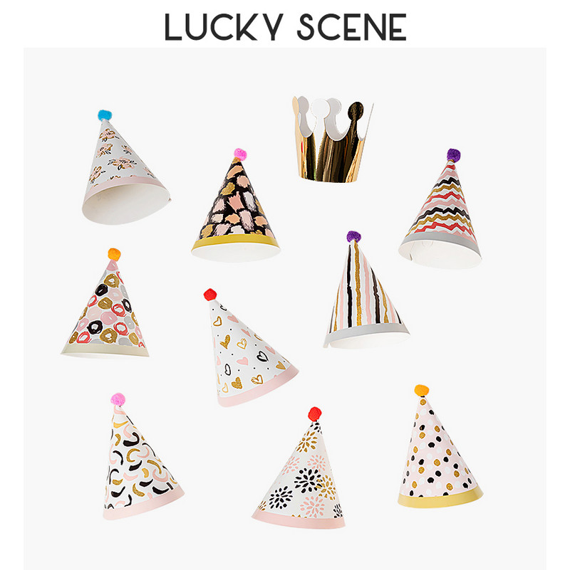 Σετ 10 τμχ Σετ συλλεκτικά καπέλα και στέμμα για πάρτι γενεθλίων για παιδιά ή ενήλικες Αξεσουάρ κοστουμιών Διάφορα χρώματα S00233