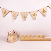 INS Põhjamaade puidust kolmnurga lipp, seinale riputatav vanik Beebi sünnipäevapeo bänner Lastetoa sisekujundus fotorekvisiidid