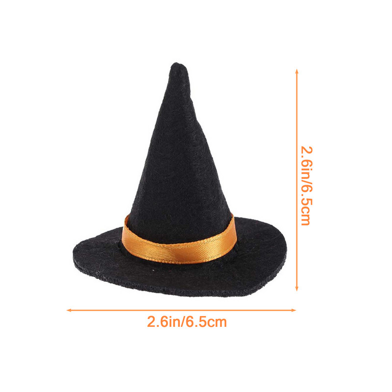 6 buc. Mini pălării de vrăjitoare din pâslă, decorate manual pentru sticle de vin, pentru Halloween, bricolaj, accesorii pentru păr, artizanat, accesorii pentru petreceri de Halloween, negru