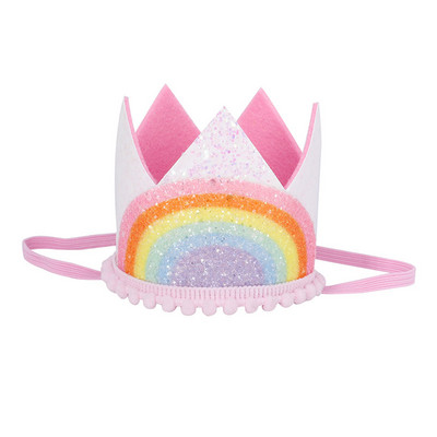 1-9 pălării cu coroană pentru ziua de naștere curcubeu Baby Shower copii petrecere aniversare pălărie digitală decorațiuni băiat fată accesorii de păr