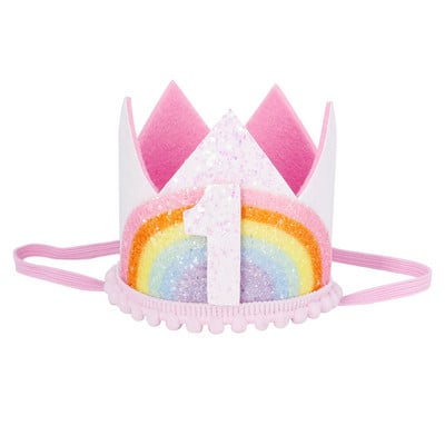 1-9 pălării cu coroană pentru ziua de naștere curcubeu Baby Shower copii petrecere aniversare pălărie digitală decorațiuni băiat fată accesorii de păr