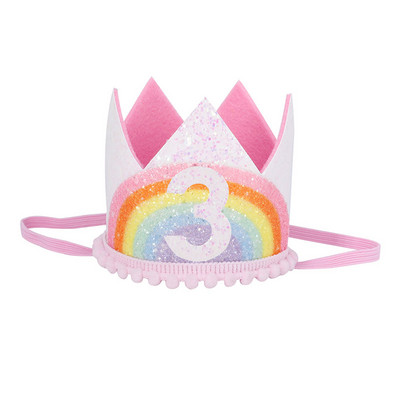 1-9 pălării cu coroană pentru ziua de naștere curcubeu Baby Shower copii petrecere aniversare pălărie digitală decorațiuni băiat fată accesorii de păr