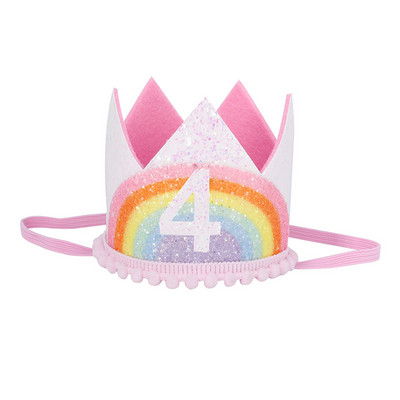 1-9 pălării cu coroană pentru ziua de naștere curcubeu Baby Shower copii petrecere aniversare pălărie digitală decorațiuni băiat fată accesorii de păr