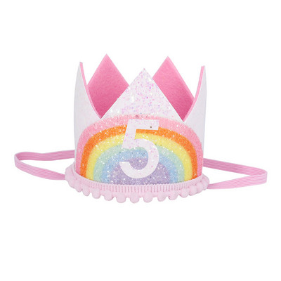 1-9 pălării cu coroană pentru ziua de naștere curcubeu Baby Shower copii petrecere aniversare pălărie digitală decorațiuni băiat fată accesorii de păr