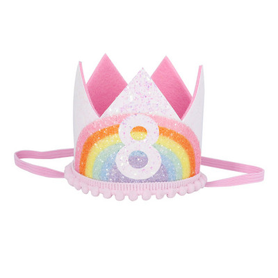 1-9 pălării cu coroană pentru ziua de naștere curcubeu Baby Shower copii petrecere aniversare pălărie digitală decorațiuni băiat fată accesorii de păr