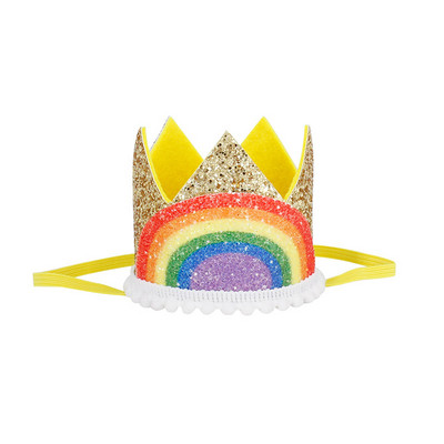 1-9 pălării cu coroană pentru ziua de naștere curcubeu Baby Shower copii petrecere aniversare pălărie digitală decorațiuni băiat fată accesorii de păr