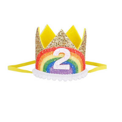 1-9 pălării cu coroană pentru ziua de naștere curcubeu Baby Shower copii petrecere aniversare pălărie digitală decorațiuni băiat fată accesorii de păr