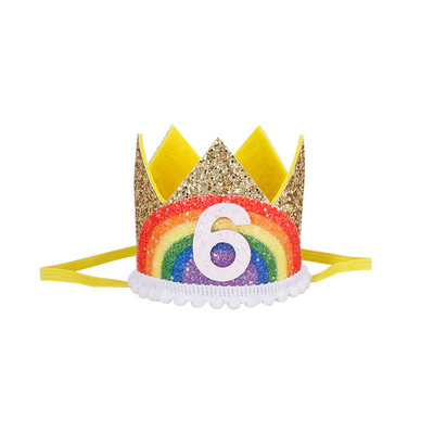 1-9 pălării cu coroană pentru ziua de naștere curcubeu Baby Shower copii petrecere aniversare pălărie digitală decorațiuni băiat fată accesorii de păr