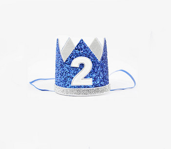 Шапка за парти за рожден ден на бебе Момчета Момичета Priness Crown Number 1st 2 Years Birthday Decorations Baby Shower Children Party Supplies