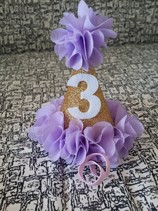 Grădină de flori pentru fete Shabby Chic Pălărie de zi de naștere Roz Lavandă Pălărie de petrecere cu flori aurii bentita 1-a 2-a 3-a șapcă de petrecere cu sclipici pentru nou-născut