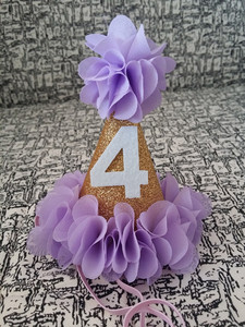 Grădină de flori pentru fete Shabby Chic Pălărie de zi de naștere Roz Lavandă Pălărie de petrecere cu flori aurii bentita 1-a 2-a 3-a șapcă de petrecere cu sclipici pentru nou-născut