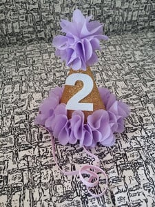 Grădină de flori pentru fete Shabby Chic Pălărie de zi de naștere Roz Lavandă Pălărie de petrecere cu flori aurii bentita 1-a 2-a 3-a șapcă de petrecere cu sclipici pentru nou-născut