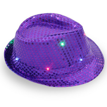 Halloween που αναβοσβήνει Led Light Up Καπέλο Jazz Λαμπερά ρυθμιζόμενα καπέλα Τέλεια παγιέτα Unisex Fancy φόρεμα Dance Party Καπέλο