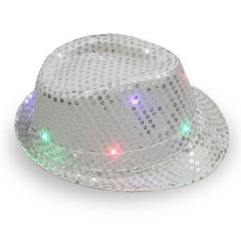Halloween που αναβοσβήνει Led Light Up Καπέλο Jazz Λαμπερά ρυθμιζόμενα καπέλα Τέλεια παγιέτα Unisex Fancy φόρεμα Dance Party Καπέλο