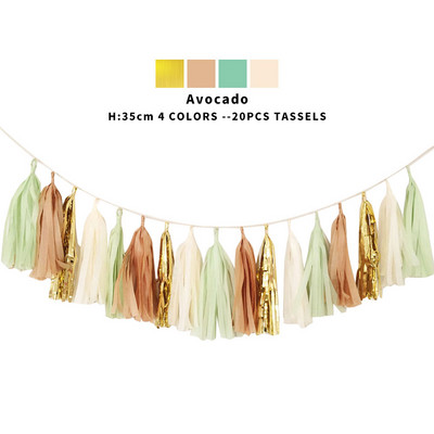 20 τμχ Πολύχρωμα Σετ γιρλάντα με φούντα από χαρτί για Παιδικά Διακοσμητικά πάρτι γενεθλίων