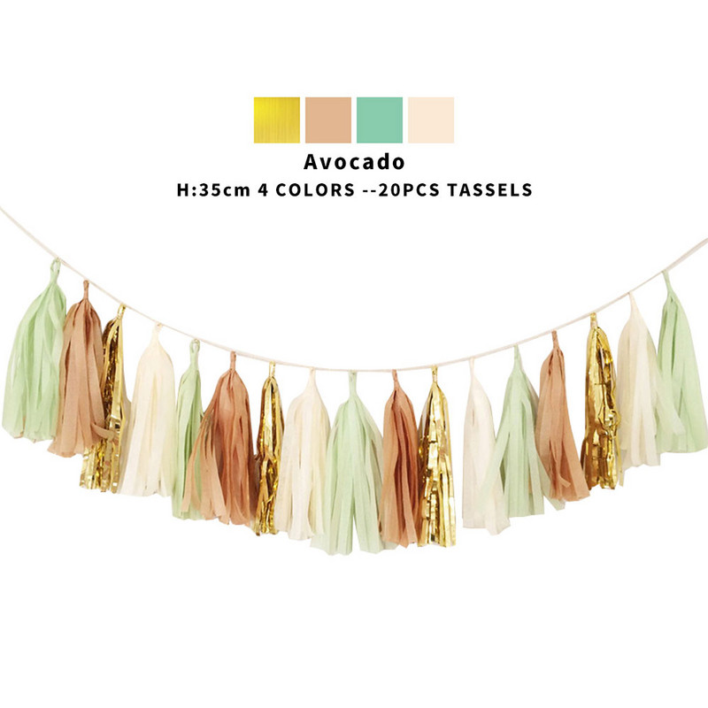 20 τμχ Πολύχρωμα Σετ γιρλάντα με φούντα από χαρτί για Παιδικά Διακοσμητικά πάρτι γενεθλίων