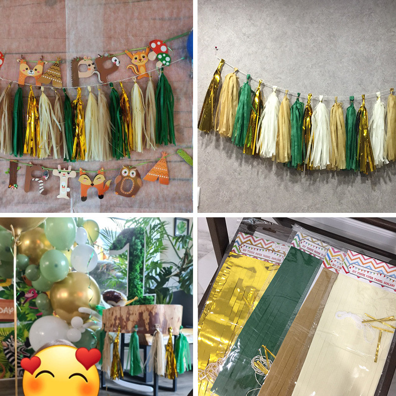 20 τμχ Πολύχρωμα Σετ γιρλάντα με φούντα από χαρτί για Παιδικά Διακοσμητικά πάρτι γενεθλίων