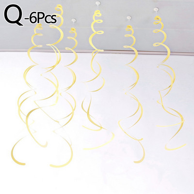 6 bucăți colorat spirală pandantiv tavan agățat ghirlanda PVC vârtej banner pentru nunta, petrecere de aniversare, acasă, sufragerie decor