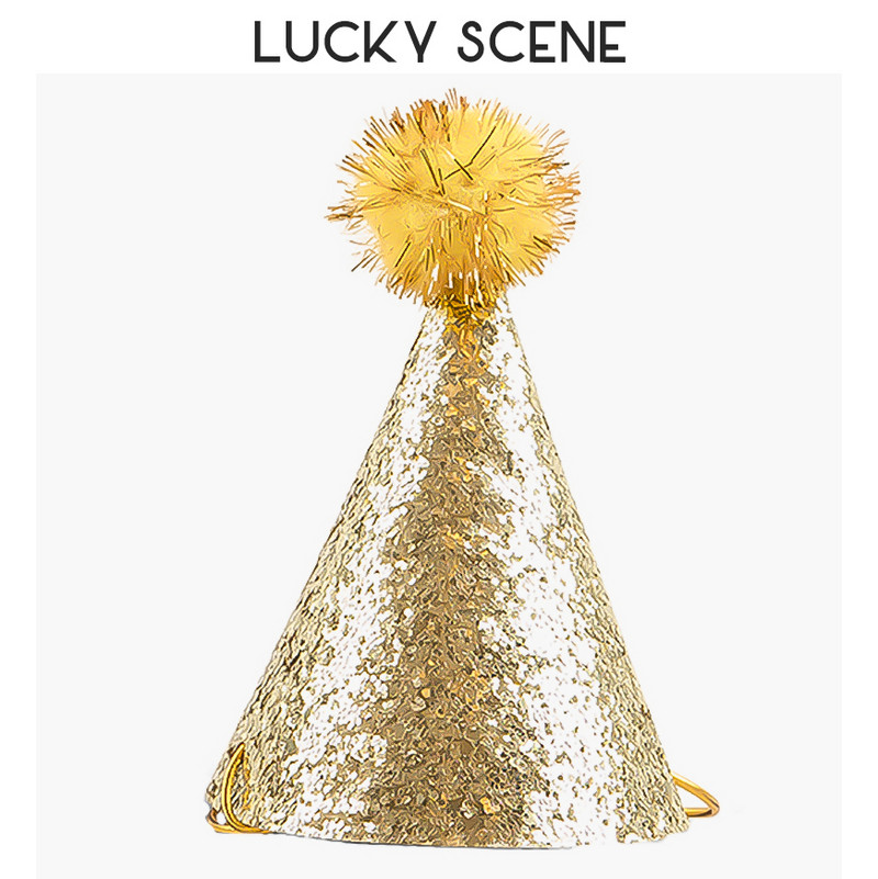 Pălărie de petrecere cu minge neclară pentru petrecere de aniversare Festival Accesorii pentru petrecere de nuntă Red Gold Adulti și copii S00270