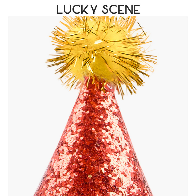 Pălărie de petrecere cu minge neclară pentru petrecere de aniversare Festival Accesorii pentru petrecere de nuntă Red Gold Adulti și copii S00270